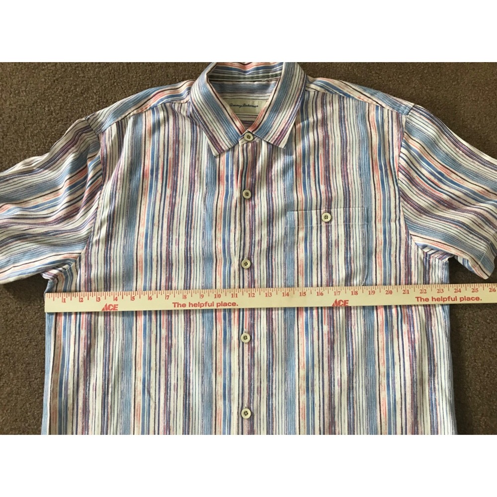 Tommy Bahama ISLAND ZONE Shirt Mens Large Silk Blend Striped - Picture 11 of 16